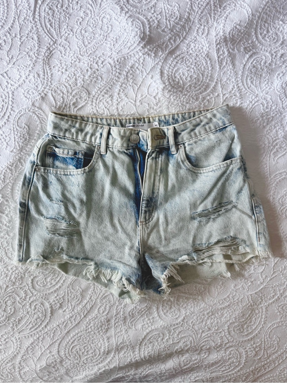 Garage Light Blue Distressed Denim Shorts